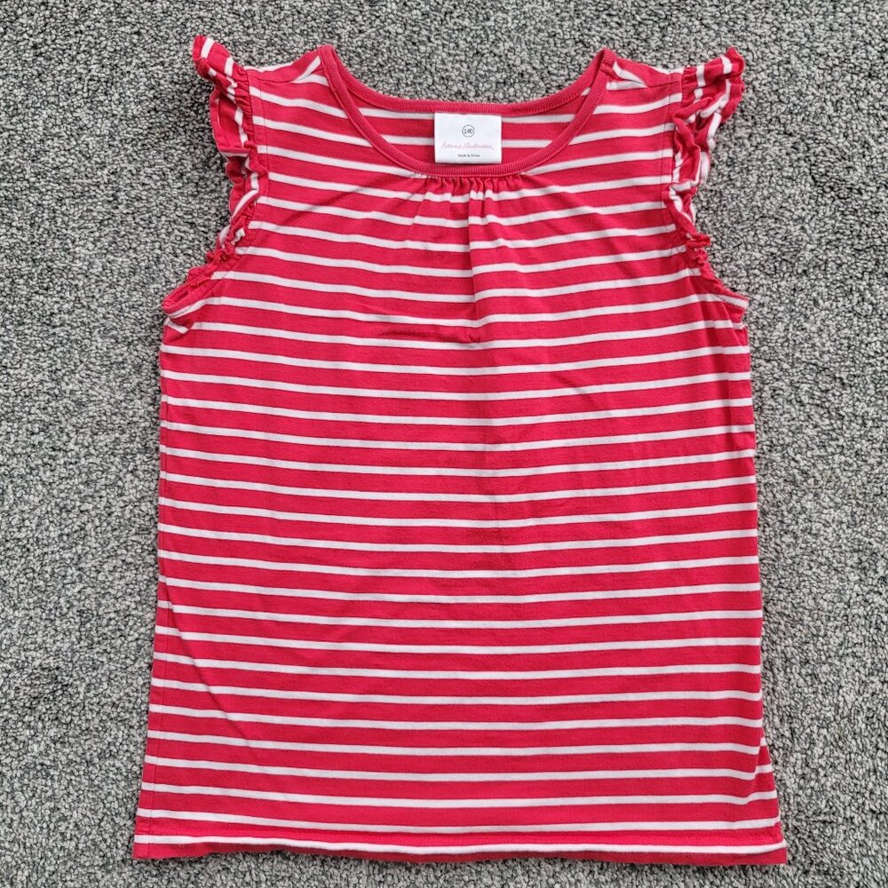 Hannah Anderson Red with White Stripe shirt  Size 8-10
